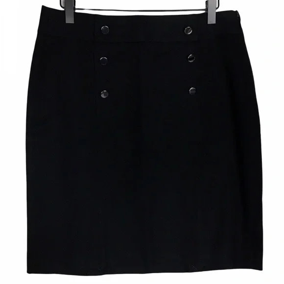 BANANA REPUBLIC Sloan Pencil Skirt Black Sailor Buttons Minimalist Size 8 NWT - Picture 2 of 13